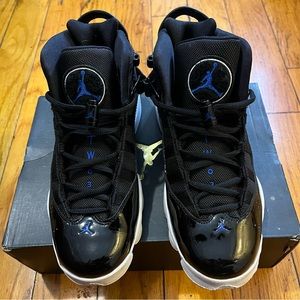 Air Jordan 6 Rings BG Black & Hyper Royal White Sneakers - Size 6 Youth